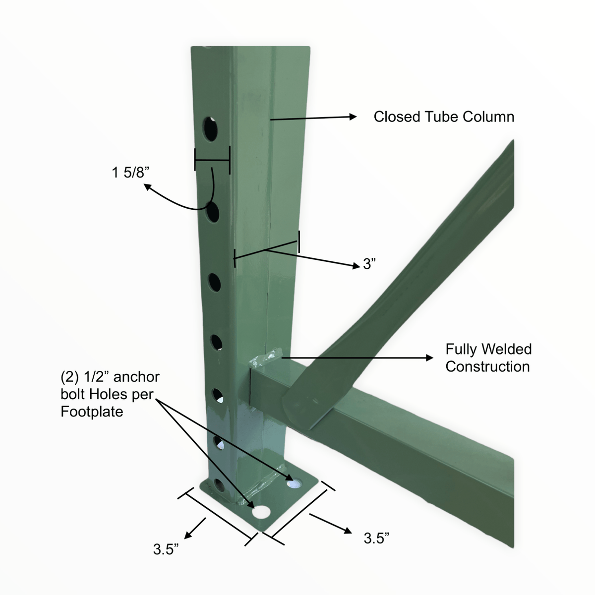 Speedrack Teardrop Upright 24&quot; deep x 96&quot; high Green