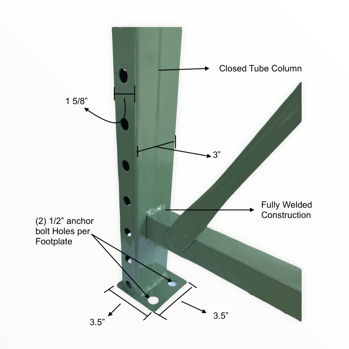 Speedrack Teardrop Upright 36&quot; deep x 12&#39; high Specs